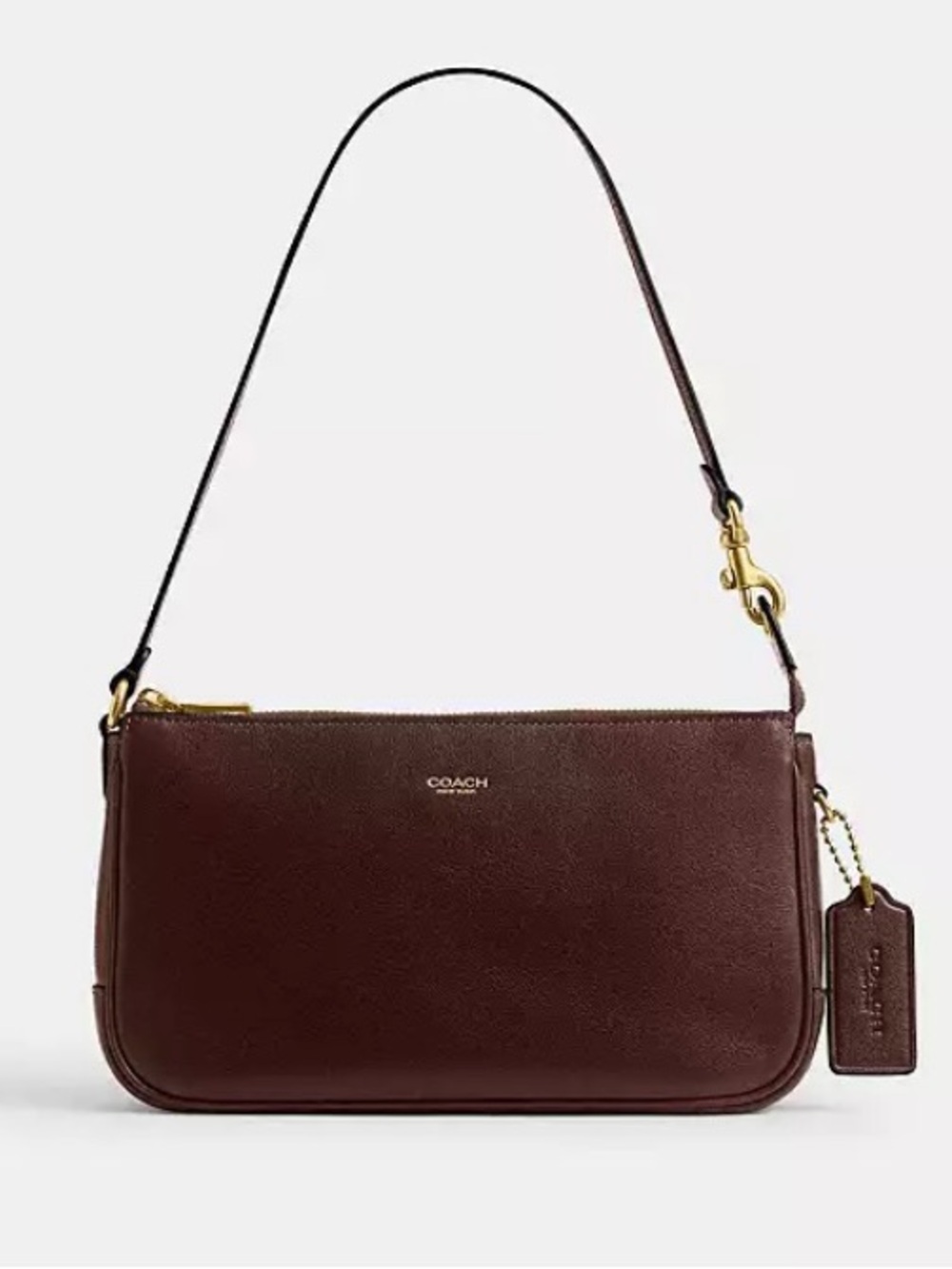 NWT Coach Plaza 22 Natural Grain Leather Shoulder Bag Maple Brown